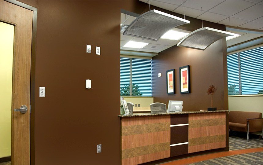 Dental office reception area front desk