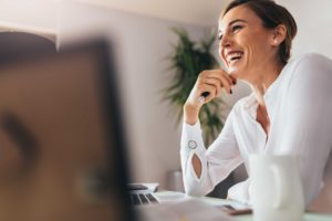 Woman smiling at work