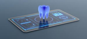 blue digital image of tooth