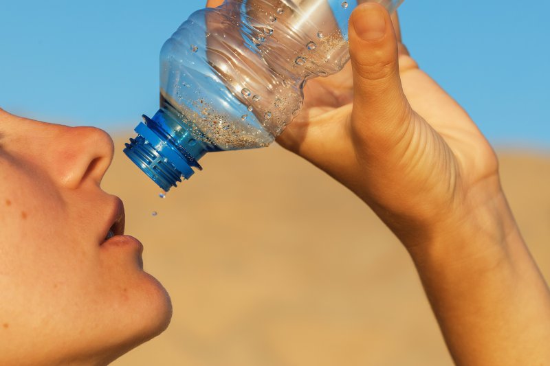 Person out of water and experiencing dehydration