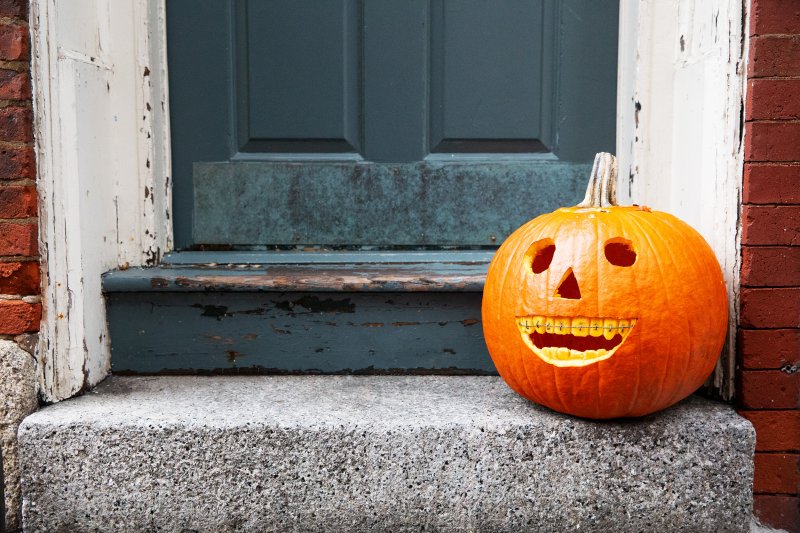 A decorative pumpkin set by a dentist in Lincoln 